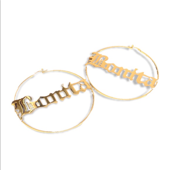 (SOLD) 14k Gold plated Bonita Hoop Earrings - Picture 3 of 5